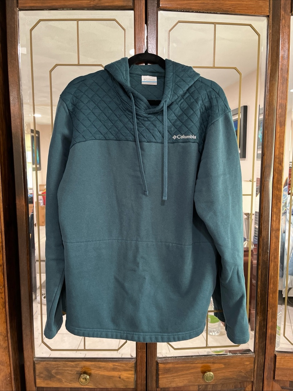 Columbia Men's Dark Teal Quilted FleeceYoke Hooded Pullover